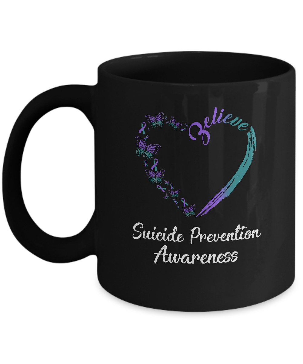 Butterfly Believe Suicide Prevention Awareness Ribbon Gifts Mug