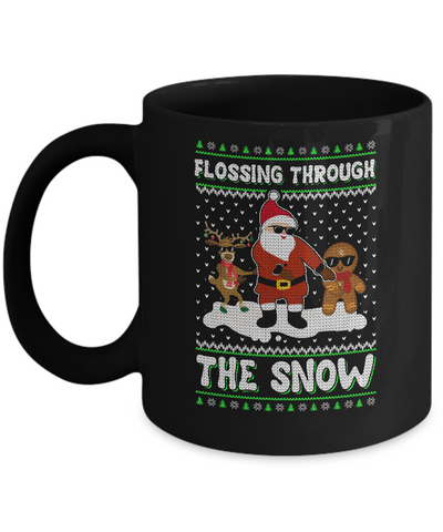 Flossin' Around The Christmas Tree Flossing Ugly Sweater Mug-Coffee Mug-11oz Mug-Black