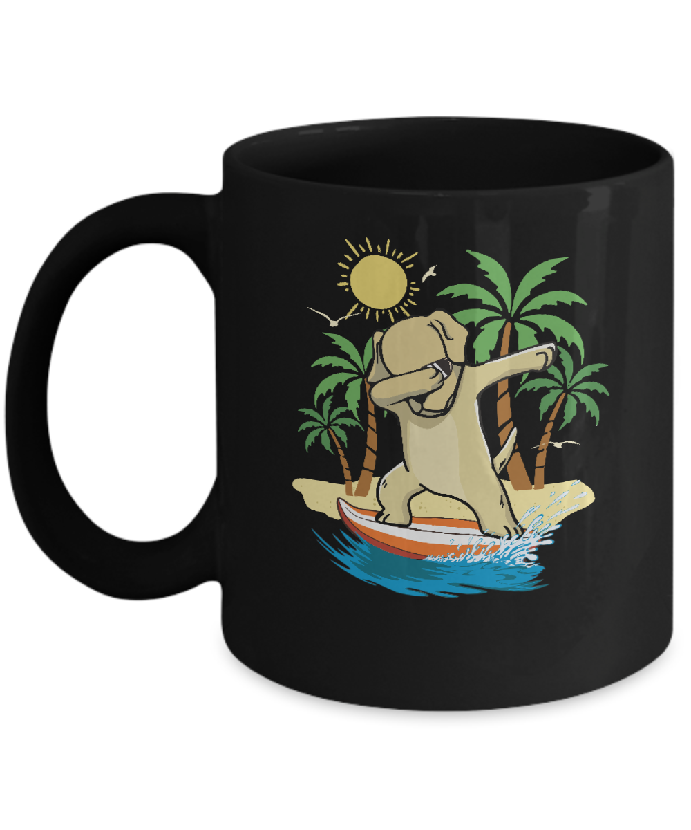 Summer Vacation Dabbing Labrador Surfing Surfboard Gift Mug