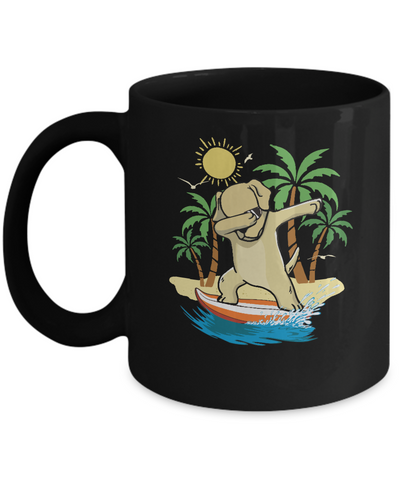 Summer Vacation Dabbing Labrador Surfing Surfboard Gift Mug-Coffee Mug-11oz Mug-Black