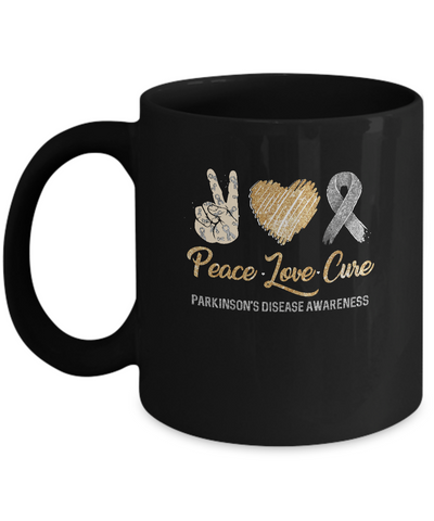 Peace Love Cure Parkinson's Disease Mug-Coffee Mug-11oz Mug-Black