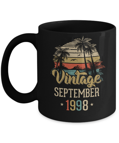 Retro Classic Vintage September 1998 23th Birthday Gift Mug-Coffee Mug-11oz Mug-Black