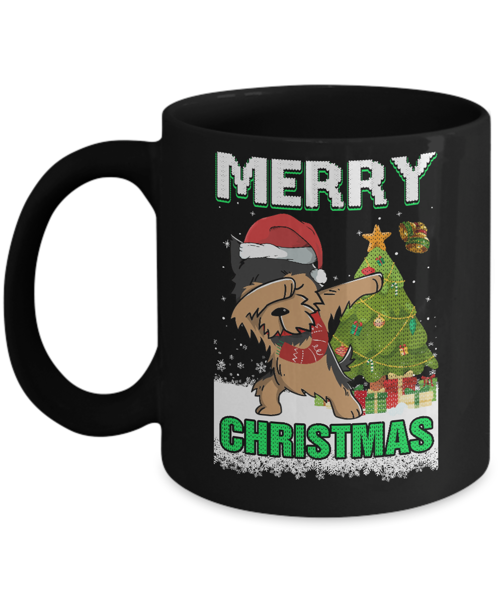 Cute Yorkshire Terrier Claus Merry Christmas Ugly Sweater Mug-Coffee Mug-11oz Mug-Black