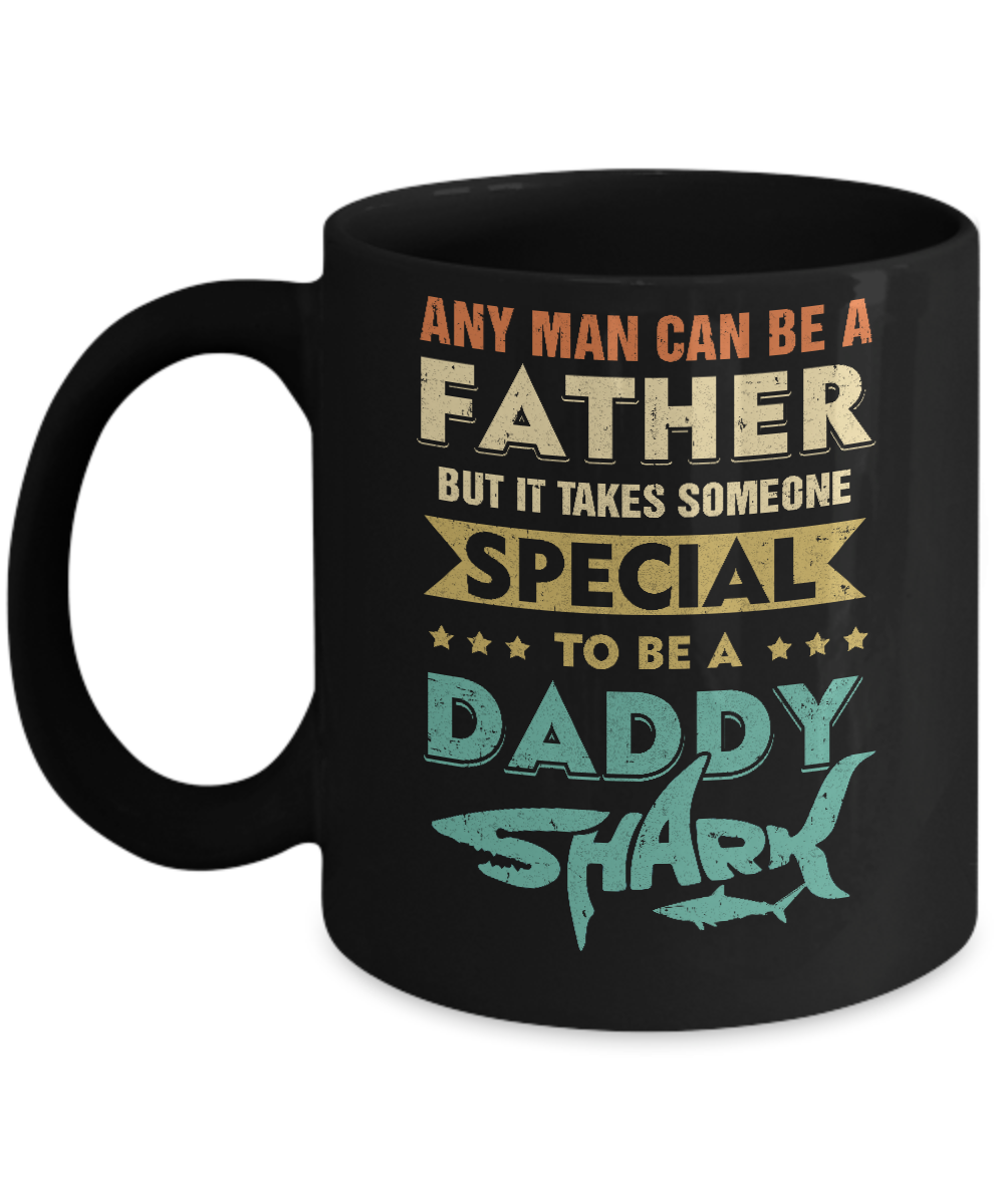 Vintage Someone Special To Be A Daddy Shark Fathers Day Mug-Coffee Mug-11oz Mug-Black