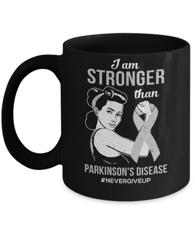I Am Stronger Than Parkinson's Disease Awareness Support Mug-Coffee Mug-11oz Mug-Black