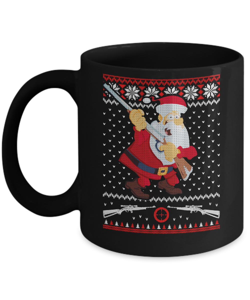 Santa Gun Hunting Ugly Christmas Sweater Funny Mug