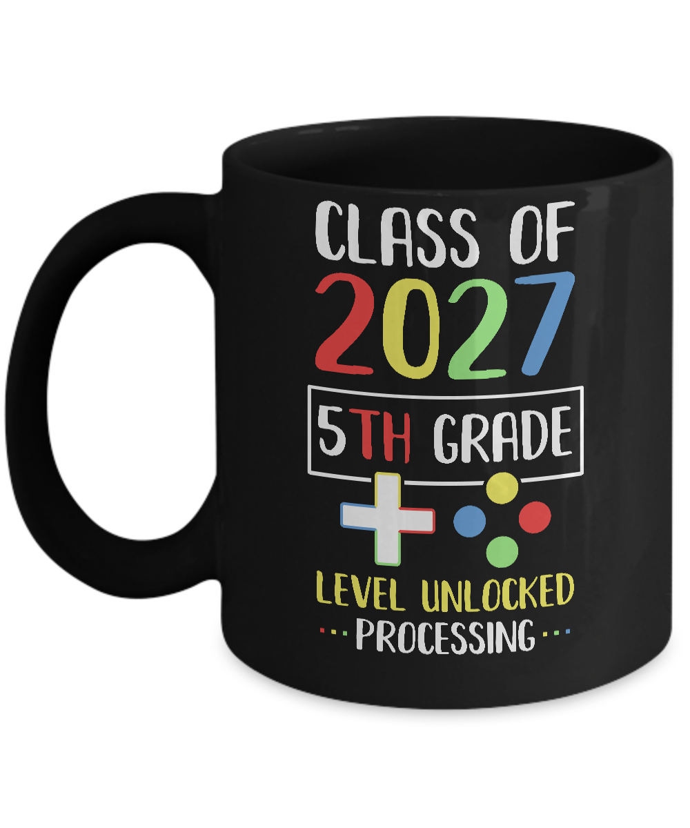 Class Of 2027 5th Grade Level Unlock Gaming Back Go School Mug