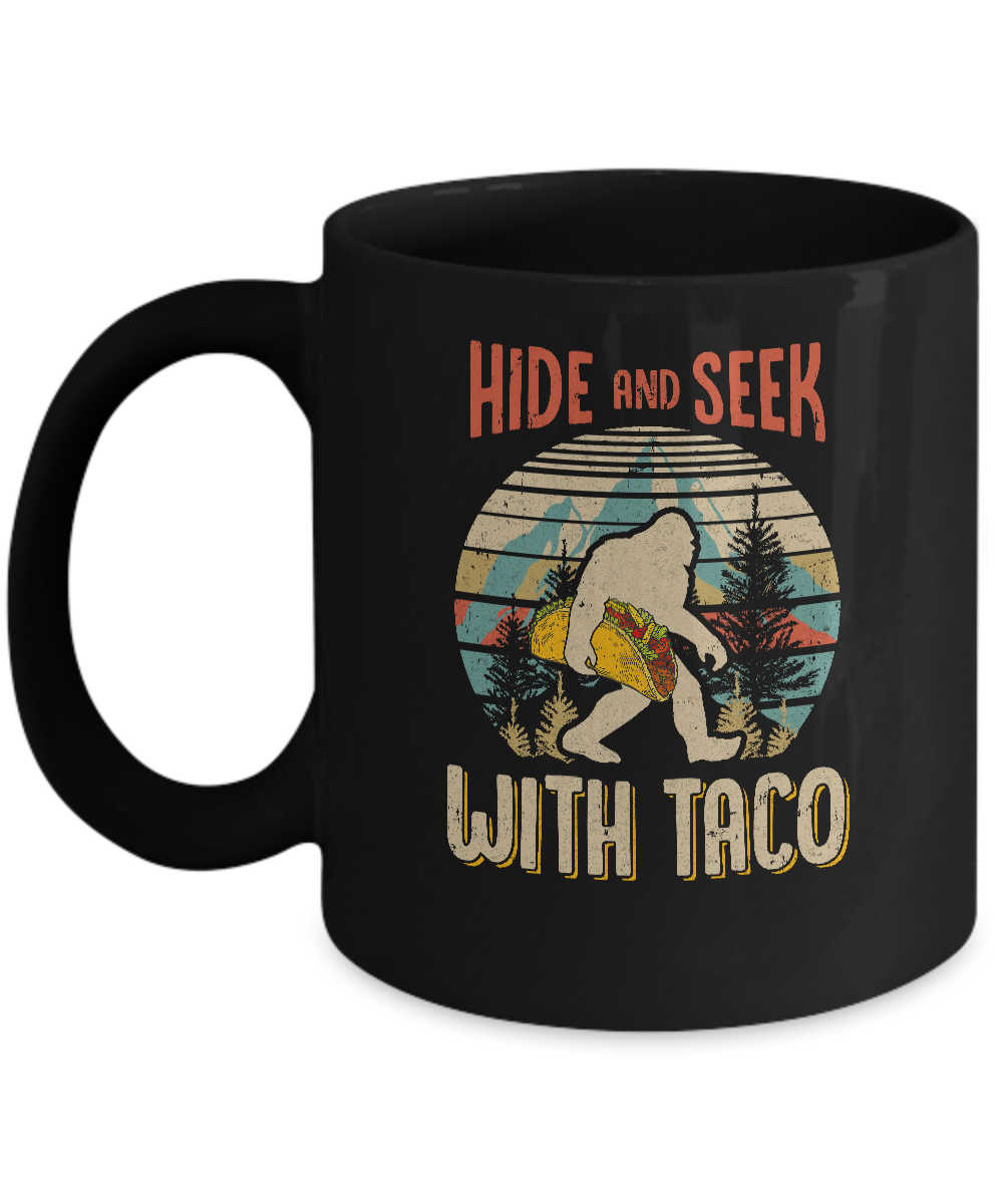 Bigfoot Carrying Taco Hide And Seek Sasquatch Mug-Coffee Mug-11oz Mug-Black