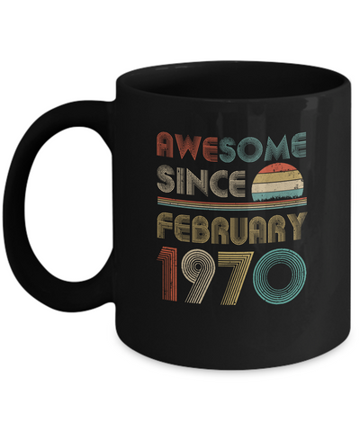 Awesome Since February 1970 Vintage 51th Birthday Gifts Mug-Coffee Mug-11oz Mug-Black