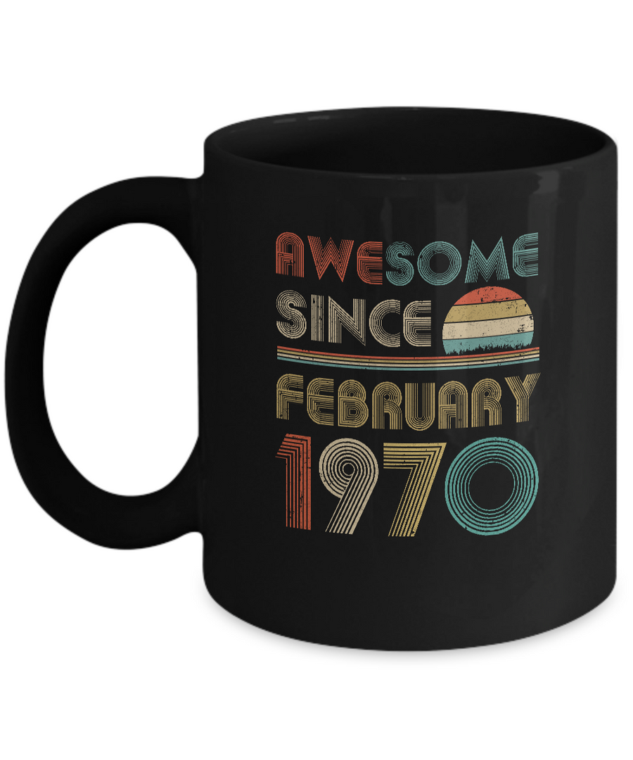 Awesome Since February 1970 Vintage 51th Birthday Gifts Mug-Coffee Mug-11oz Mug-Black