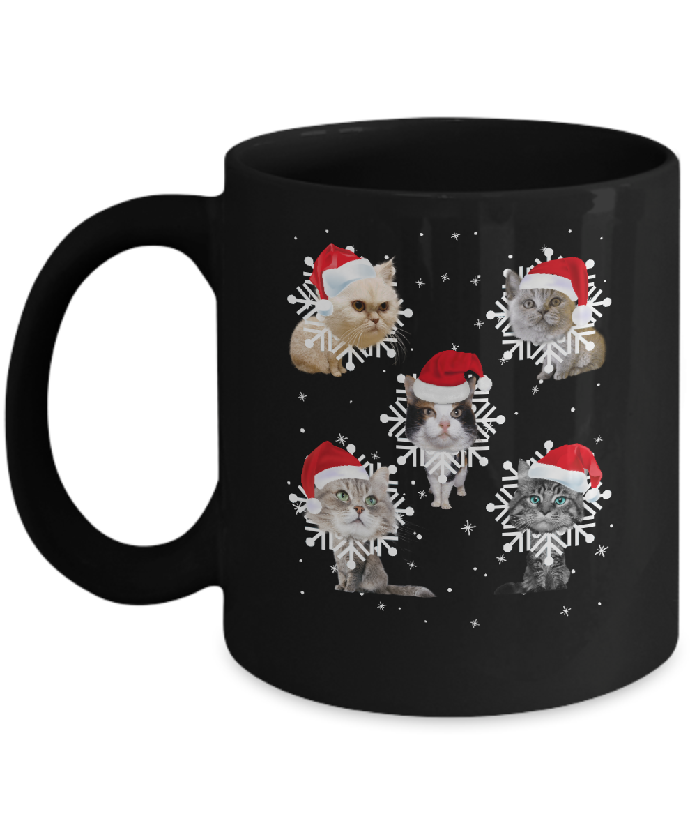 Cute Cat's Christmas Snowflakes Cat Claus Mug-Coffee Mug-11oz Mug-Black