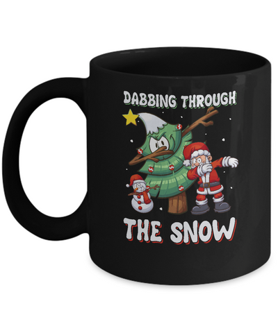 Dabbing Santa Snowman Christmas Tree Mug-Coffee Mug-11oz Mug-Black