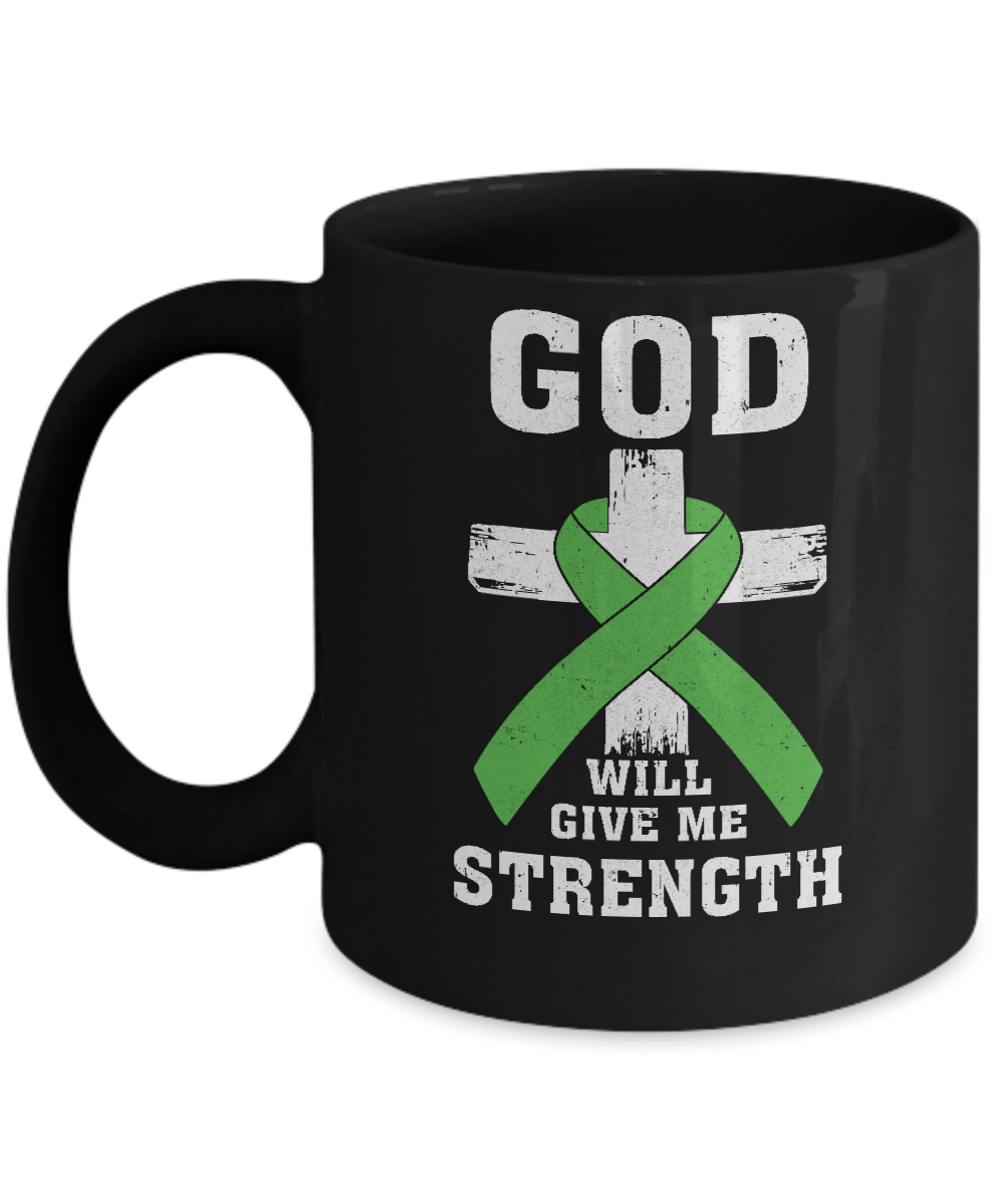God Will Give Me Strength Green Awareness Ribbon Gift Mug