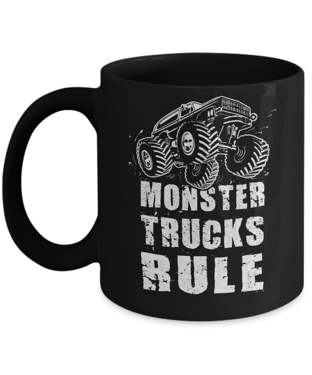 Monster Trucks Rule Mudding Mug-Coffee Mug-11oz Mug-Black