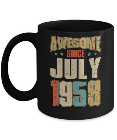 Vintage Retro Awesome Since July 1958 63th Birthday Mug-Coffee Mug-11oz Mug-Black