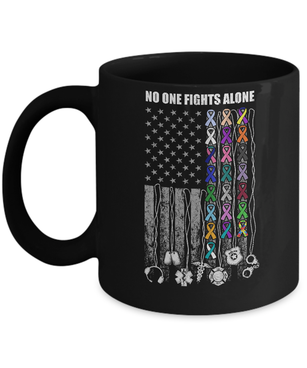 No One Fights Alone Cancer Awareness Mug-Coffee Mug-11oz Mug-Black