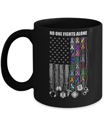 No One Fights Alone Cancer Awareness Mug-Coffee Mug-11oz Mug-Black