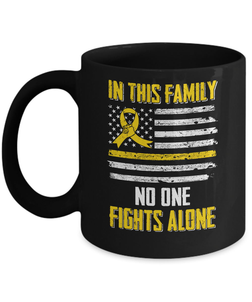 In This Family No One Fights Alone Childhood Cancer Mug