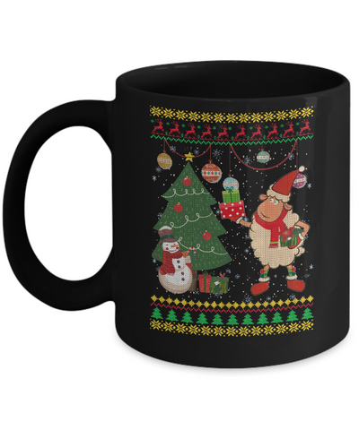 Funny Sheep Lamb Christmas Cute Family Ugly Sweater Mug-Coffee Mug-11oz Mug-Black