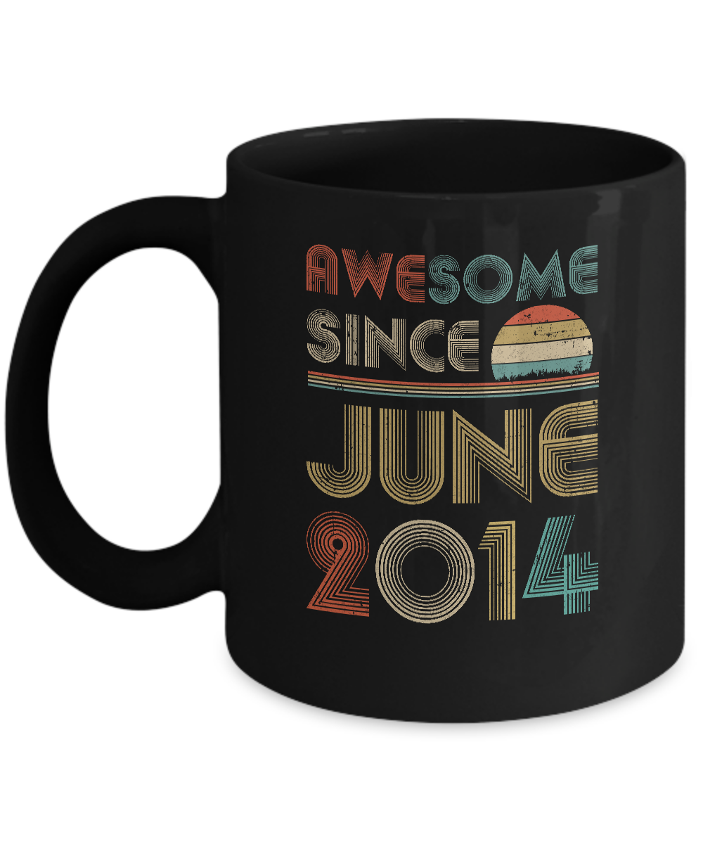 Awesome Since June 2014 Vintage 7th Birthday Gifts Youth Mug-Coffee Mug-11oz Mug-Black