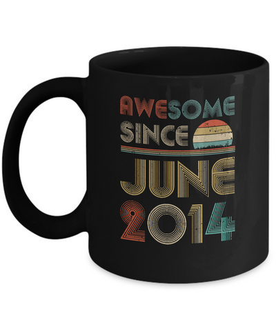 Awesome Since June 2014 Vintage 7th Birthday Gifts Youth Mug-Coffee Mug-11oz Mug-Black