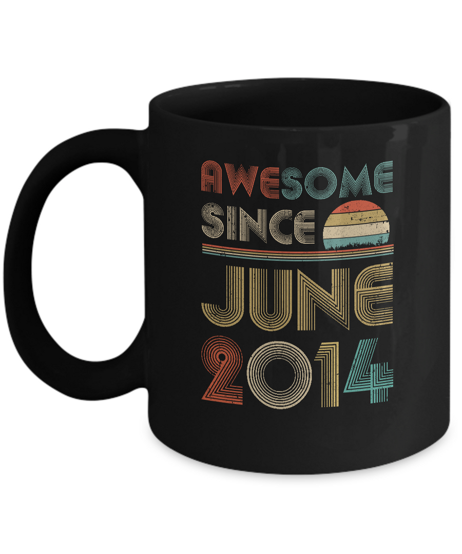 Awesome Since June 2014 Vintage 7th Birthday Gifts Youth Mug-Coffee Mug-11oz Mug-Black