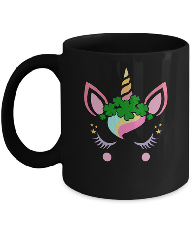 St Patrick's Day Leprechaun Unicorn Face Mug-Coffee Mug-11oz Mug-Black