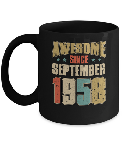 Vintage Retro Awesome Since September 1958 63th Birthday Mug-Coffee Mug-11oz Mug-Black