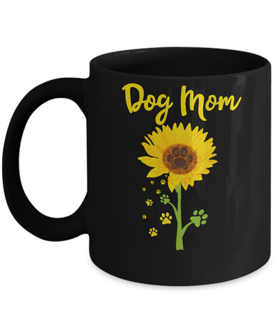 Funny Sunflower Dog Mom Paw Lover Mothers Day Mug-Coffee Mug-11oz Mug-Black