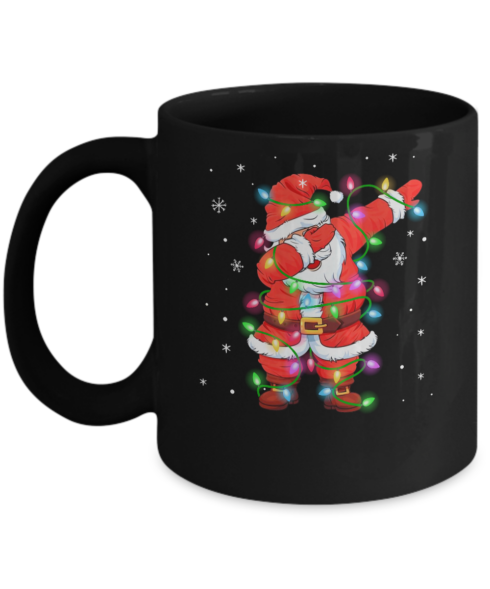 Dabbing Santa Mug For Boys Girls Christmas Tree Lights Mug