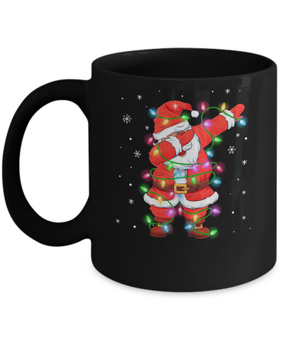 Dabbing Santa Mug For Boys Girls Christmas Tree Lights Mug-Coffee Mug-11oz Mug-Black