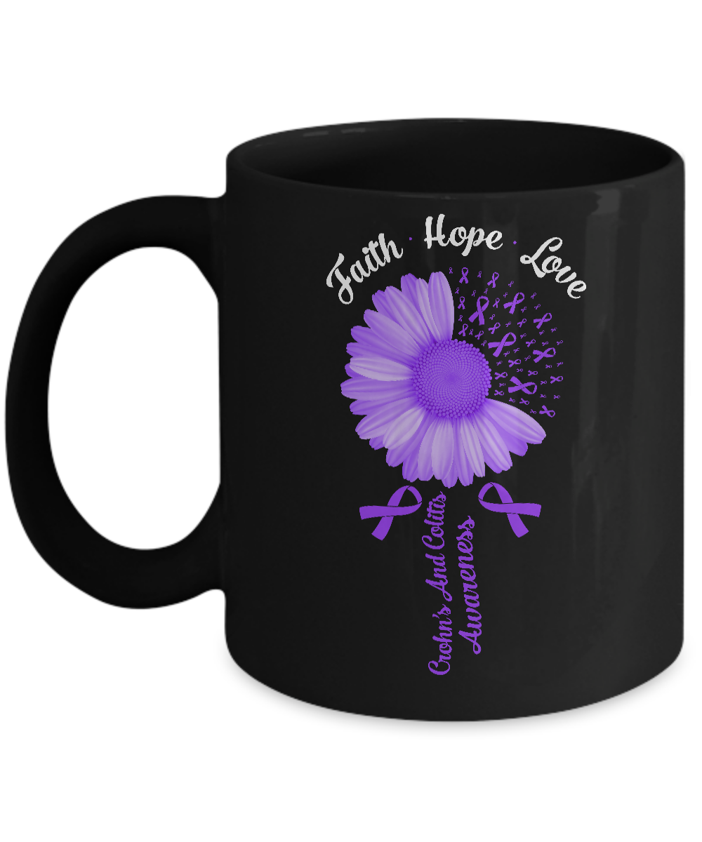 Faith Hope Love Purple Crohn's And Colitis Awareness Mug