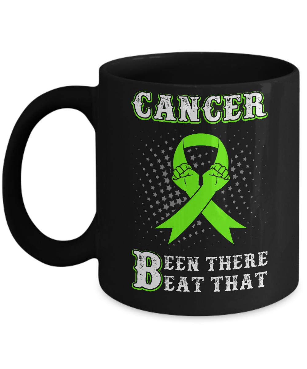 Liver Cancer Been There Beat That Awareness Green Ribbon Mug-Coffee Mug-11oz Mug-Black