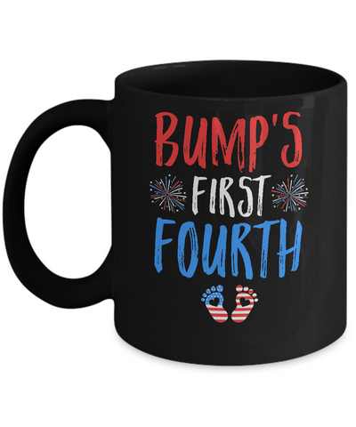 4th Of July Pregnancy Announcement Bump's First Fourth Mug-Coffee Mug-11oz Mug-Black
