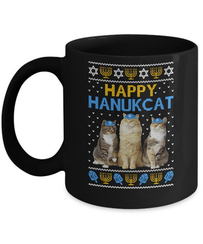 Happy Hanukcat-Coffee Mug-11oz Mug-Black