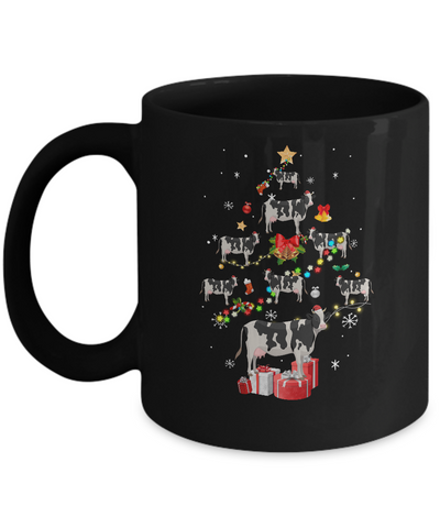 Farmer Cow Christmas Tree Decor Xmas Gift Mug-Coffee Mug-11oz Mug-Black