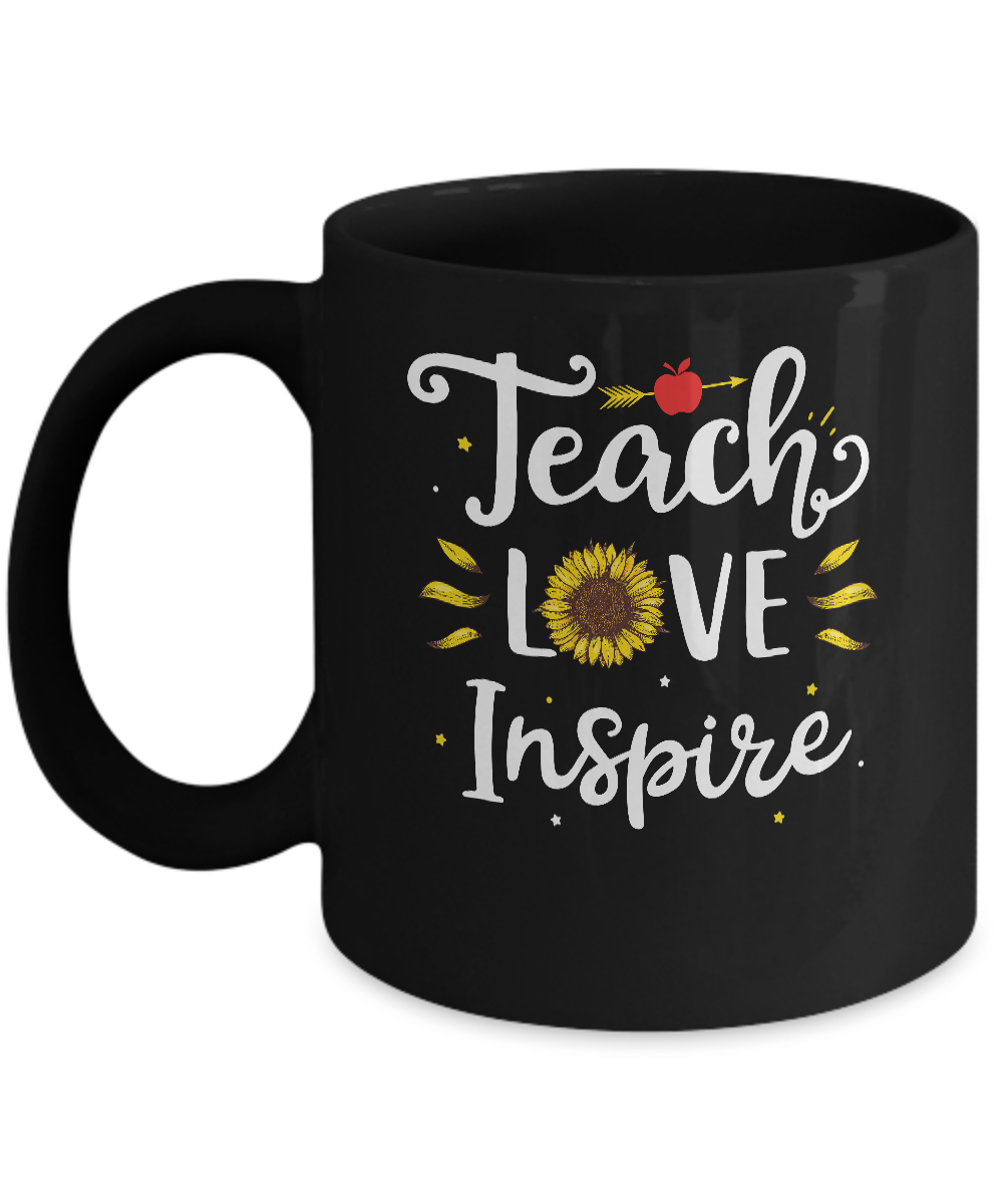 Teach Love And Inspire Teacher Sunflower Mug-Coffee Mug-11oz Mug-Black
