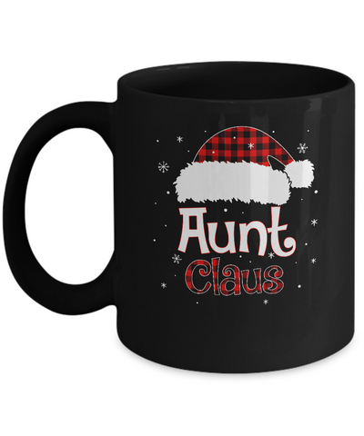 Santa Aunt Claus Red Plaid Family Pajamas Christmas Gift Mug-Coffee Mug-11oz Mug-Black
