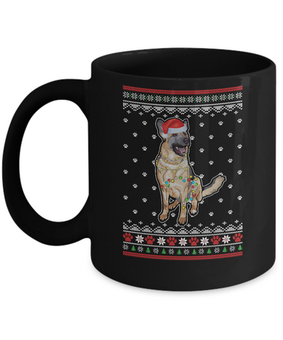 German Shepherd Christmas Ugly Sweater Lights Dog Xmas Gift Mug-Coffee Mug-11oz Mug-Black