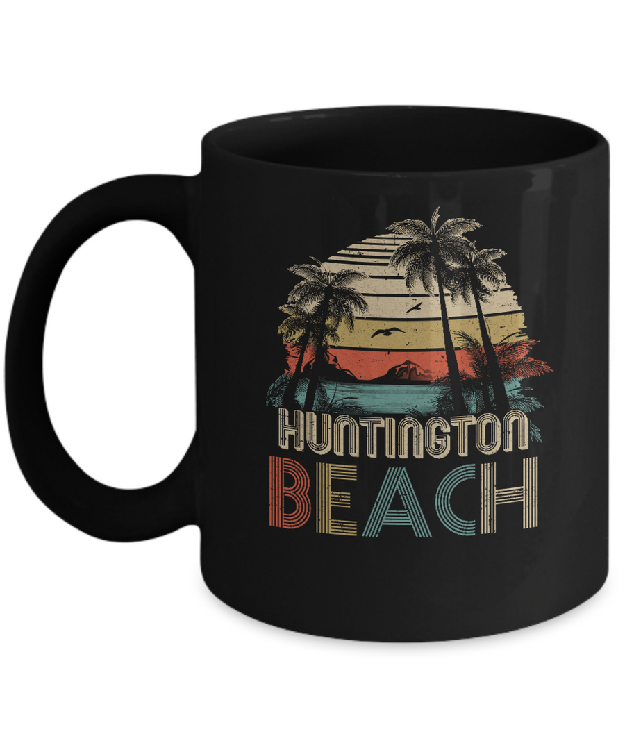 Vintage Summer Huntington Beach California Mug-Coffee Mug-11oz Mug-Black
