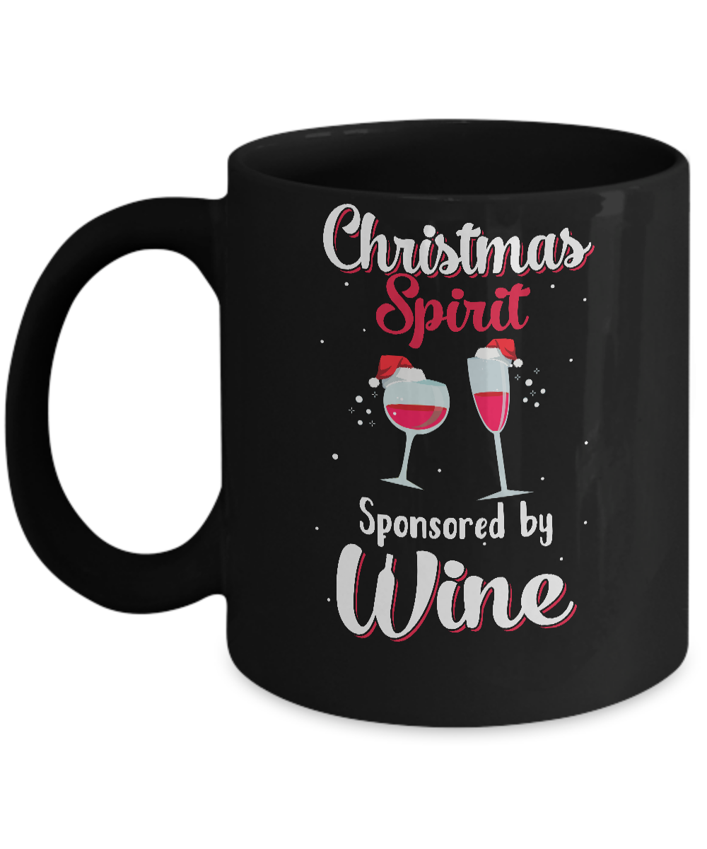 Holiday Party Christmas Spirit Sponsored By Wine Mug-Coffee Mug-11oz Mug-Black