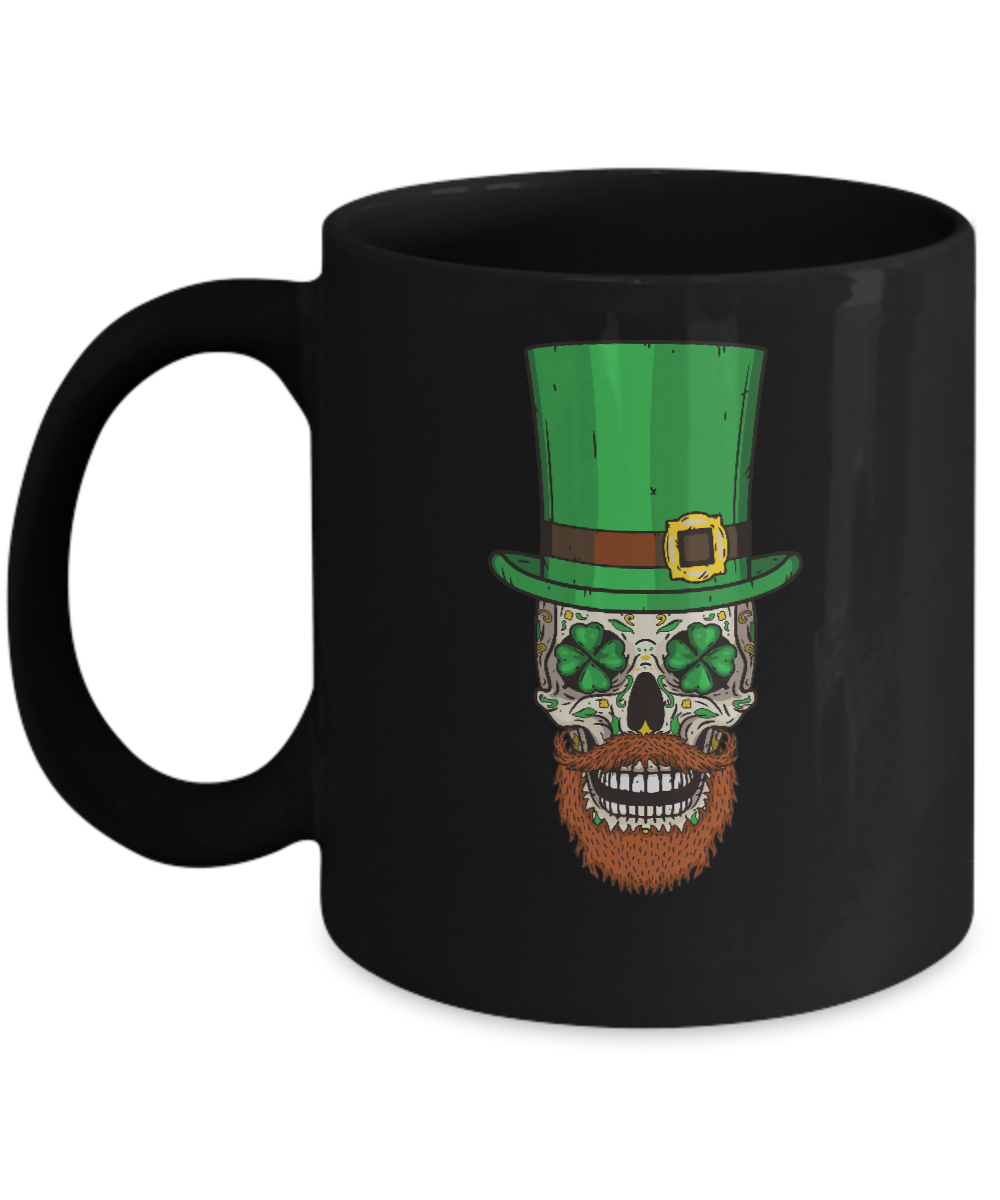 Sugar Skull Leprechaun St Patricks Day Mug-Coffee Mug-11oz Mug-Black