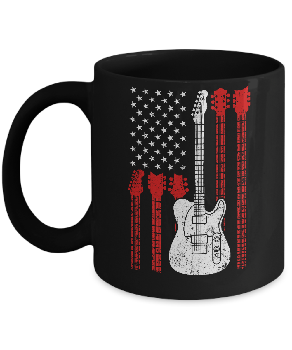 Guitar American Us Flag Music Player Mug-Coffee Mug-11oz Mug-Black