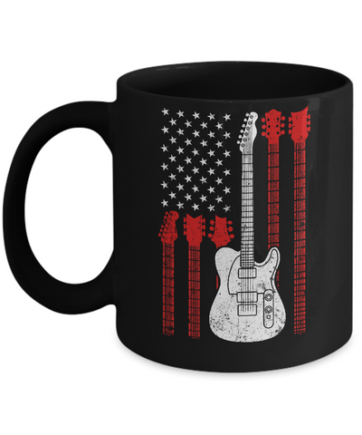 Guitar American Us Flag Music Player Mug-Coffee Mug-11oz Mug-Black