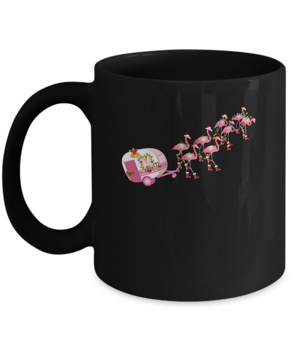 Flamingo Camper Christmas Santa Gift For Glamping Holiday Mug