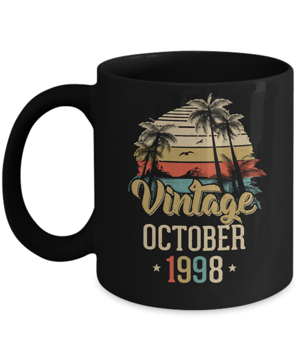 Retro Classic Vintage October 1998 23th Birthday Gift Mug-Coffee Mug-11oz Mug-Black