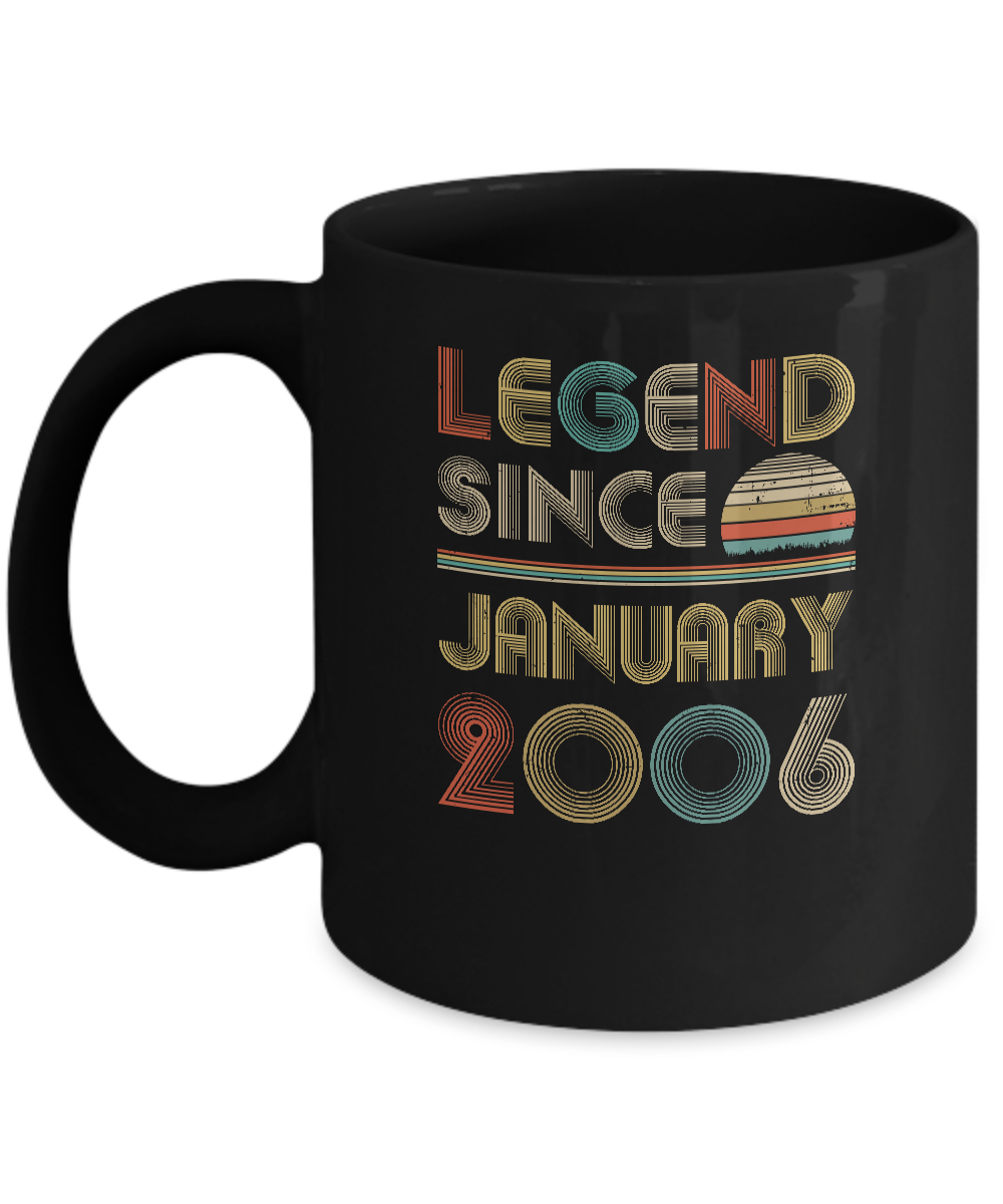 Legend Since January 2006 Vintage 15th Birthday Gifts Mug-Coffee Mug-11oz Mug-Black