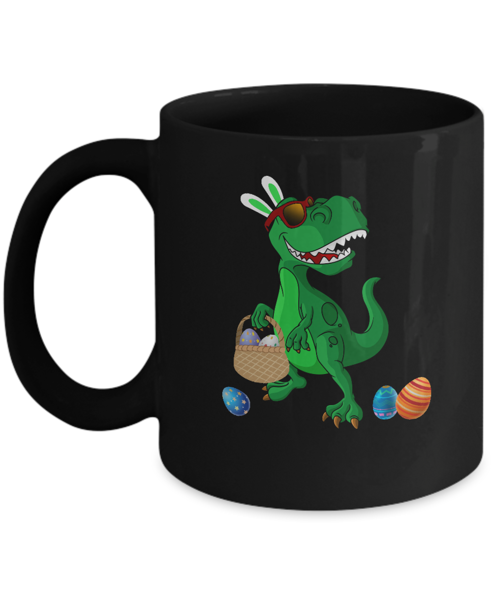 Funny Dabbing Cool Easter Bunny Dinosaur Mug-Coffee Mug-11oz Mug-Black