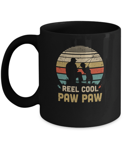 Vintage Father's Day Gift Reel Cool Paw Paw Fishing Mug-Coffee Mug-11oz Mug-Black