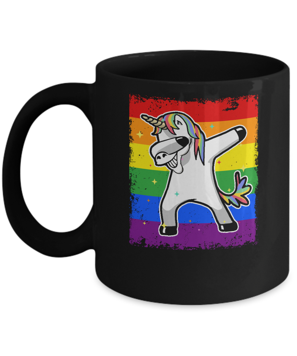 Dabbing Unicorn Lgbt Gay Pride Flag Mug-Coffee Mug-11oz Mug-Black